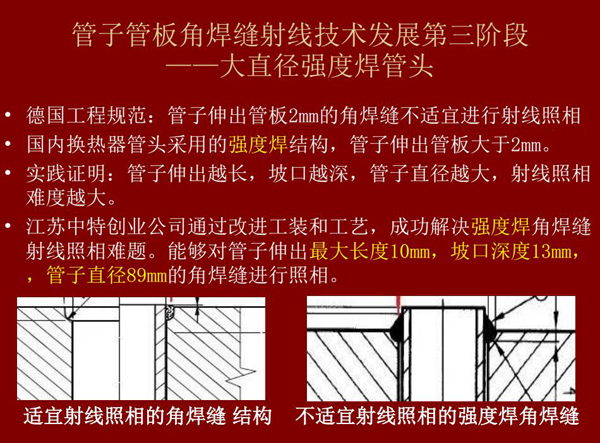 管子管板角焊縫射線技術發(fā)展第三階段：大直徑強度焊管頭